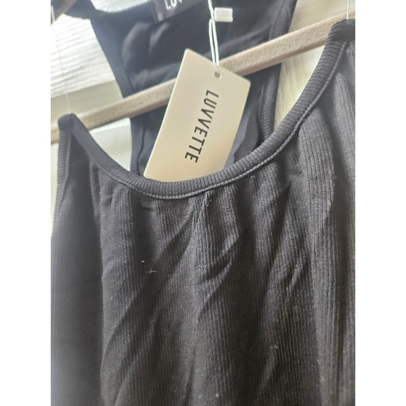 Luvvette Tops - Luvvette Black Ribbed Racerback Tank Top XS New With Tags Cotton Blend